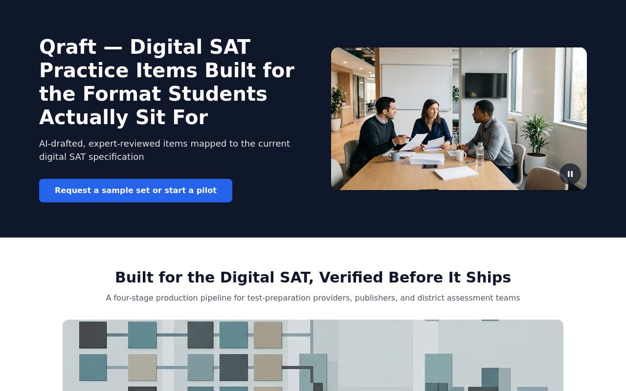 First screen of Qraft — Digital SAT Practice Items Built for the Format Students Actually Sit For