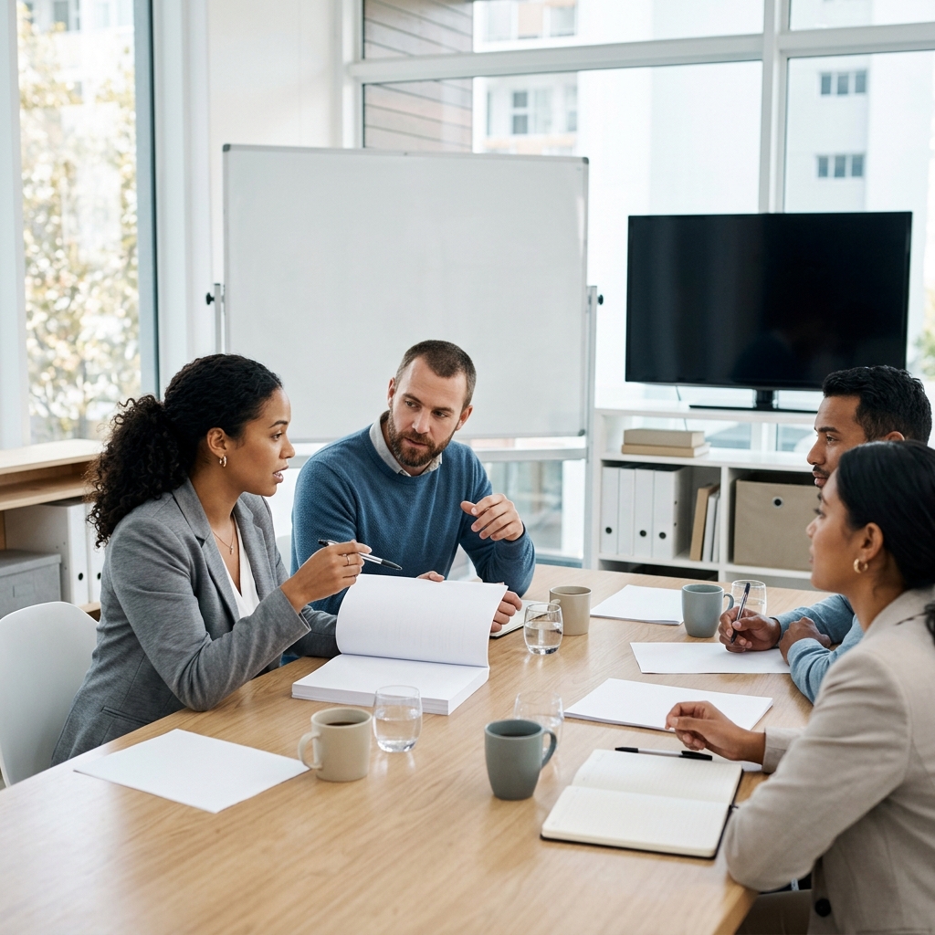 A test preparation team planning practice material